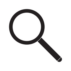 Simple flat magnifier icon, grayscale on white background