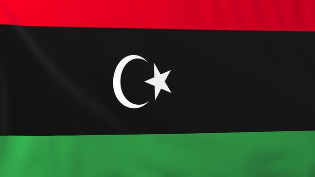 Flag of Libya. Rendered using official design and colors. Seamless loop.