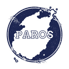 Naklejka premium Paros vector map. Grunge rubber stamp with the name and map of island, vector illustration. Can be used as insignia, logotype, label, sticker or badge.