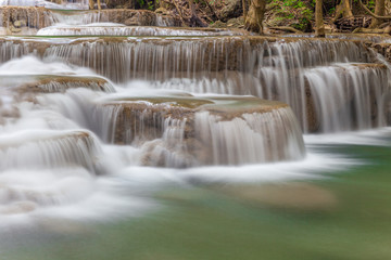 Natural flowing texture of waterfall cascades in Thailand, Erawa
