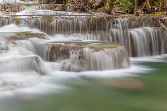 Natural flowing texture of waterfall cascades in Thailand, Erawa © mrcmos