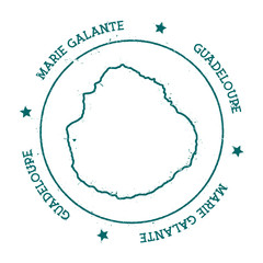 Marie-Galante vector map. Distressed travel stamp with text wrapped around a circle and stars. Island sticker vector illustration.