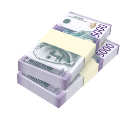 Serbian dinar isolated on white background. 3D illustration.