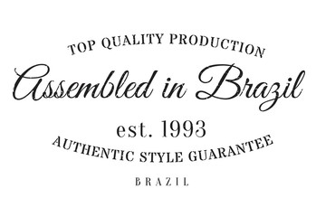 Assembled in Brazil rubber stamp. Grunge design with dust scratches. Effects can be easily removed for a clean, crisp look. Color is easily changed.