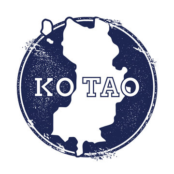 Ko Tao vector map. Grunge rubber stamp with the name and map of island, vector illustration. Can be used as insignia, logotype, label, sticker or badge.