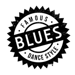 Famous dance style, Blues stamp. Grunge design with dust scratches. Effects can be easily removed for a clean, crisp look. Color is easily changed.