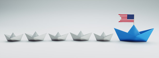 Papierschiffchen mit USA-Flagge © peterschreiber.media