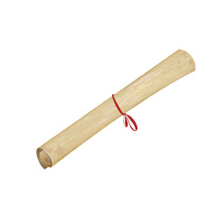 Vellum or papyrus opened scroll, vector background template for retro fashion design. Closeup