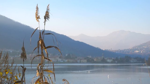 Como lake with mountains in the background