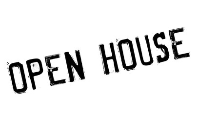 Open house stamp. Grunge design with dust scratches. Effects can be easily removed for a clean, crisp look. Color is easily changed.
