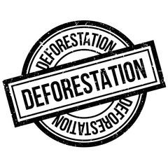 Deforestation rubber stamp. Grunge design with dust scratches. Effects can be easily removed for a clean, crisp look. Color is easily changed.