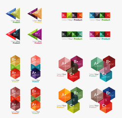 Collection of geometric paper infographic templates