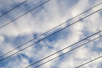 electrical wires on the dawn of the sun