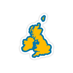 paper sticker map Britain on white background