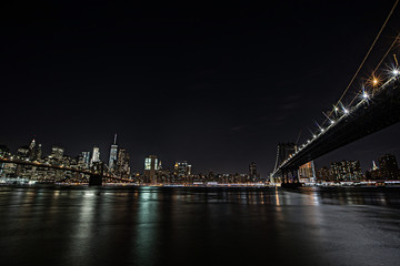 Fototapeta na wymiar view of New York City, Manhattan Bridge, Brooklyn Bridge and Eas