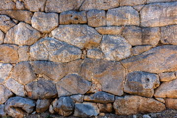 Interlocking polygonal megalithic stonework on the temple of Diana's wall in Cefalu, Sicily, Italy