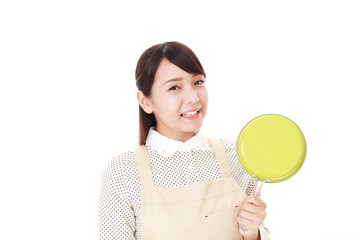 料理を楽しむ主婦　
