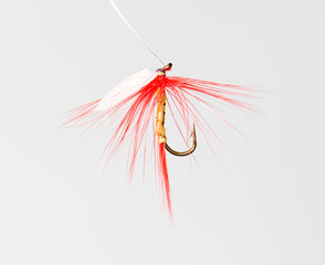 Obraz na płótnie Canvas fly for fishing on a white background