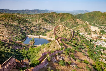 Fototapete Gründungsarbeit aerial view from Jaigarh fort in Jaipur, India
