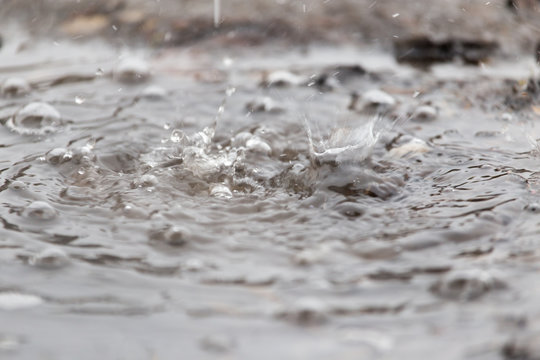Water splashes in a puddle of rain © schankz