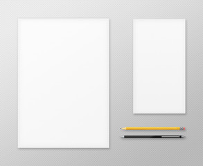 Office Supplies for Designers Presentations and Portfolios. Above view. 3D illustration.