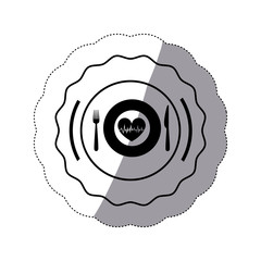 Plate and cutlery icon. Organic healthy and fresh food theme. Isolated design. Vector illustration