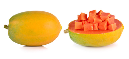 slice papaya isolated on a white background