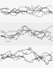 Modern abstract vector illustration with connected dots. Wavy mechanical construction. Complexity of modern analytical systems. Digital representation of informational flow. Element of design.