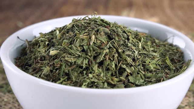 Rotating dried Stevia leaves (seamless loopable; 4k)