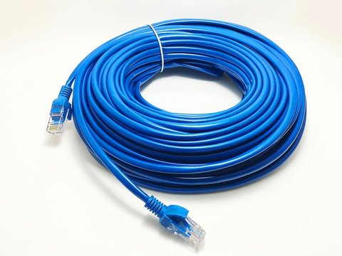 LAN cable for connecting to the Internet on a white background.