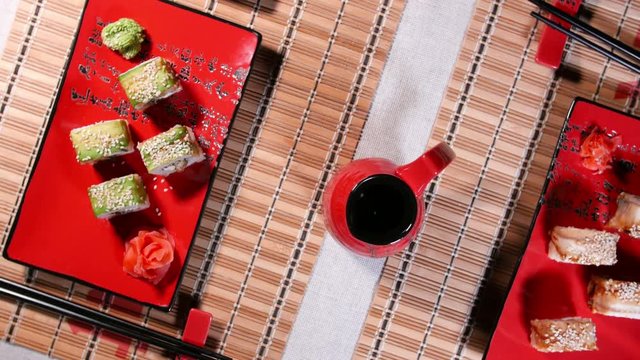 Sushi On The Plates For Two Persons