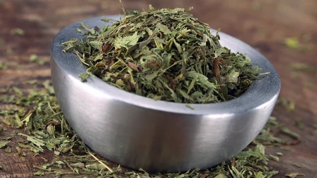 Dried Stevia Leaves (as seamless loopable rotating 4k UHD footage)