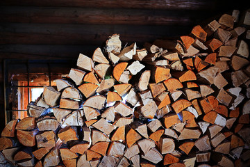 background texture of wooden planks logs bark
