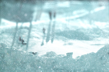 Winter background blurred snow field landscape