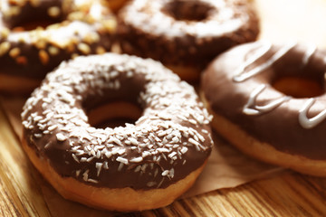 Tasty donuts, closeup