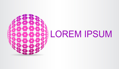 Logo stylized spherical surface with abstract shapes