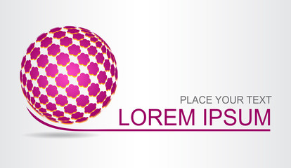 Logo stylized spherical surface with abstract shapes