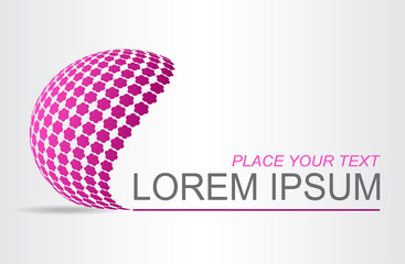 Logo stylized spherical surface with abstract shapes