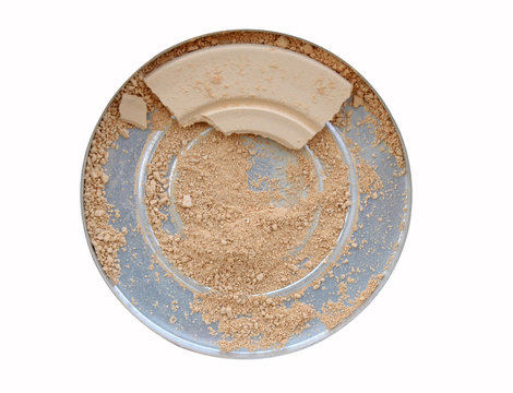 Used facial powder isolate (clipping path)