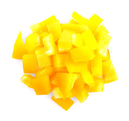 Chopped pepper on white background