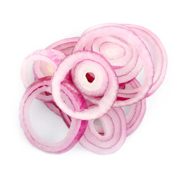 Sliced onion on white background