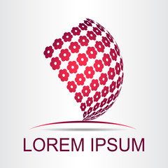 Logo stylized spherical surface with abstract shapes