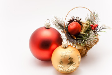 Christmas basket isolated on white background