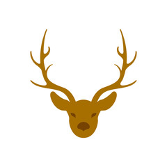 deer head horns vector illustration style Flat
