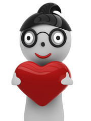 Fototapeta premium 3d human in love with 3d red heart