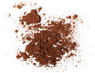 pile cocoa powder isolated on white background