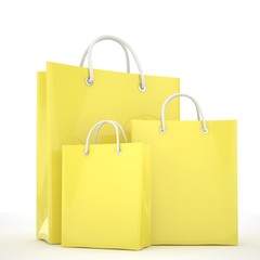 Paper Shopping Bags isolated on white background. 3d rendering.