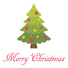 christmas fir tree and text on a white background