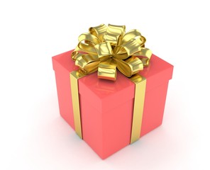 gift box with bows isolated on white. 3d rendering.