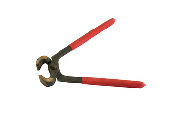 Red pliers in isolated background